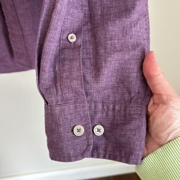 Cole Haan Men's linen blend Purple Button-Up button down casual Shirt XL NWOT! - Picture 5 of 10